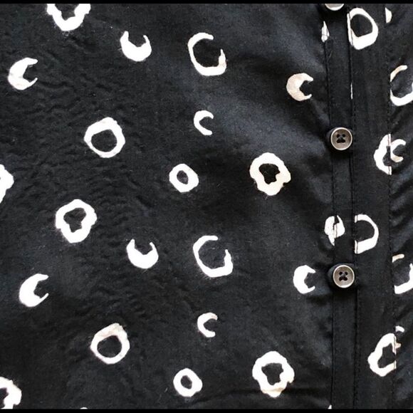 Rockflowerpaper onyx Black Noire Mandarin Collar Button Front Tunic Blouse - Picture 6 of 9